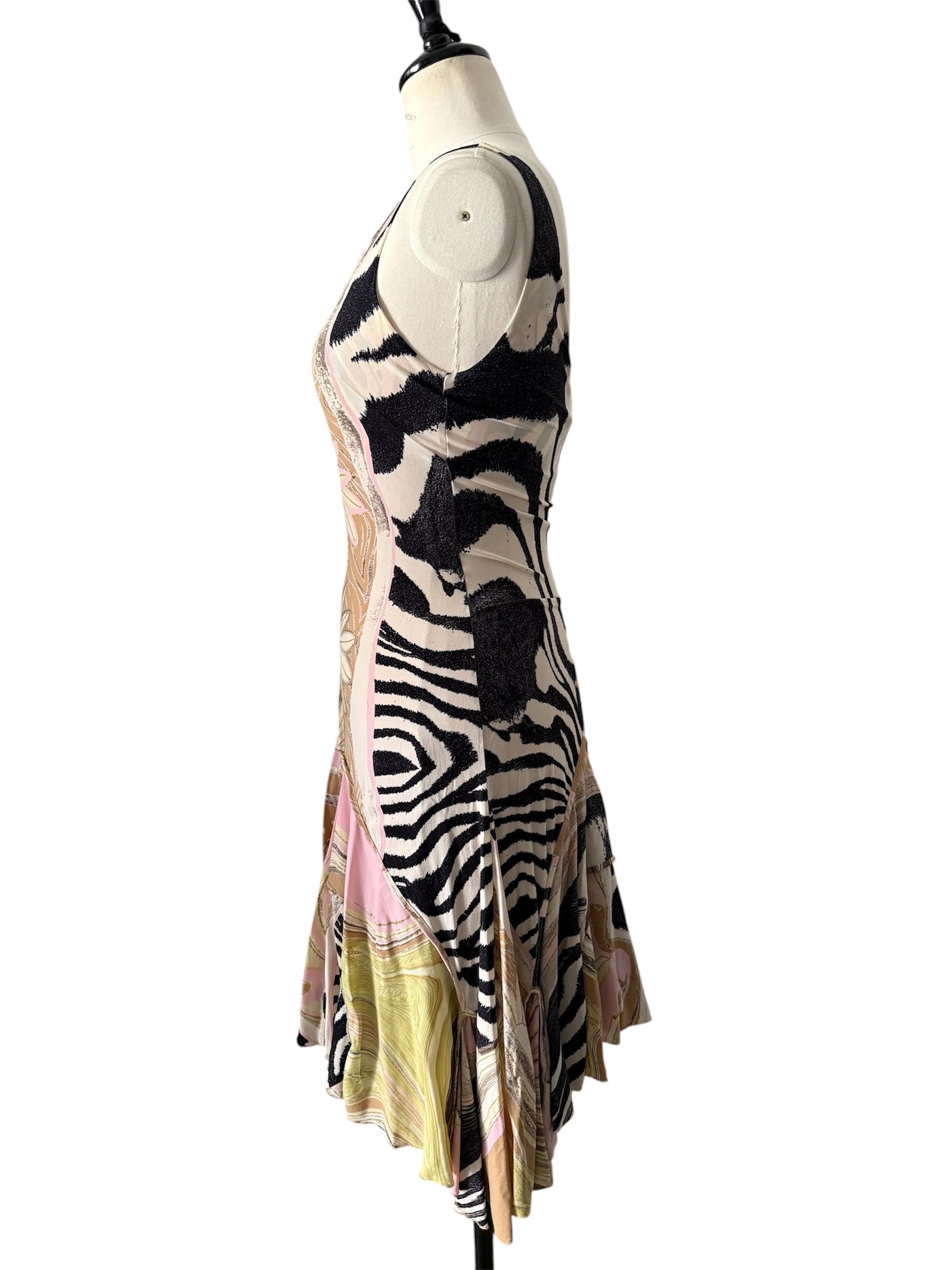Roberto Cavalli SS 2004 zebra silk knee-length dress