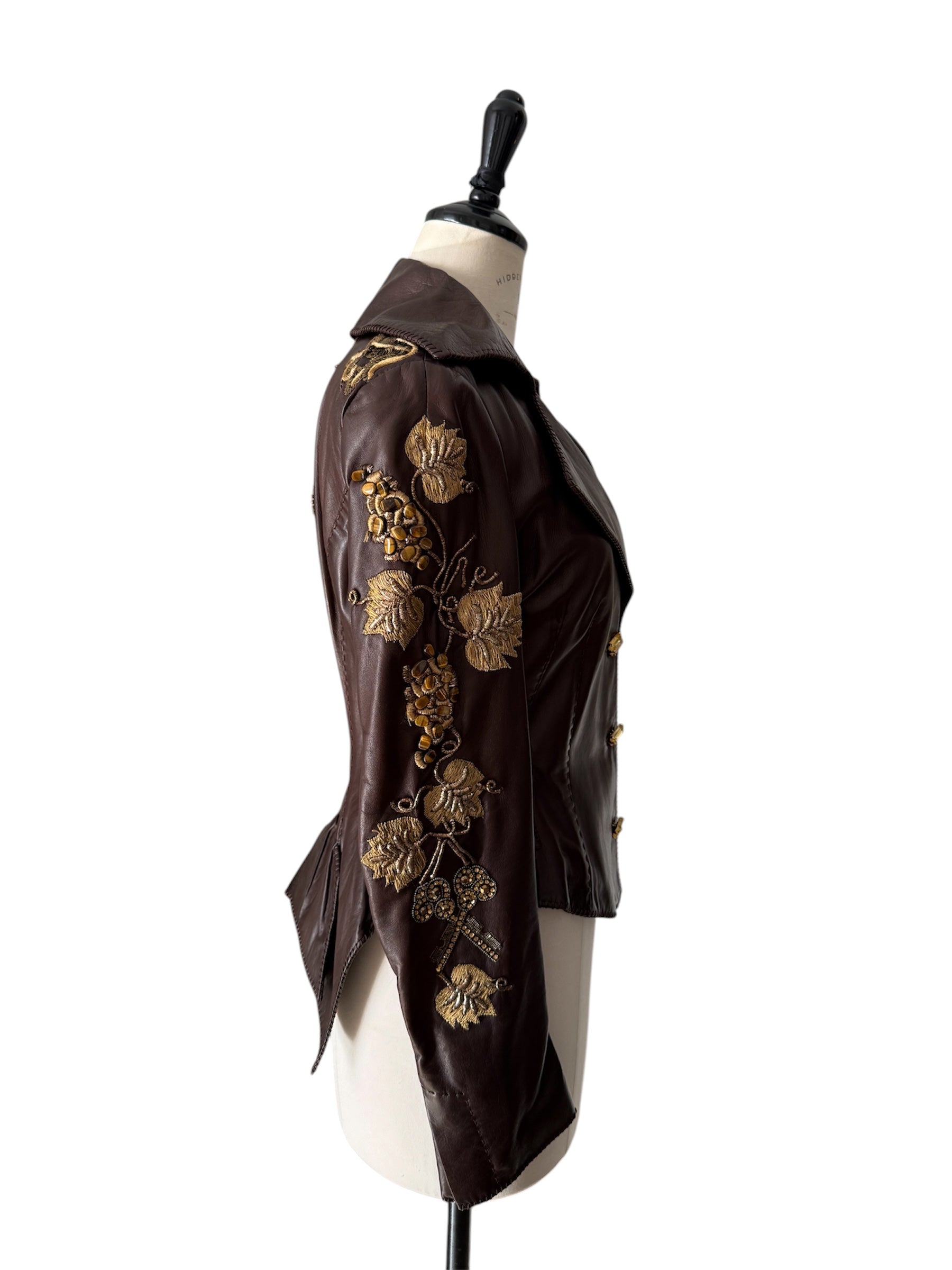 Roberto Cavalli Runway FW 2004 brown leather embellished jacket