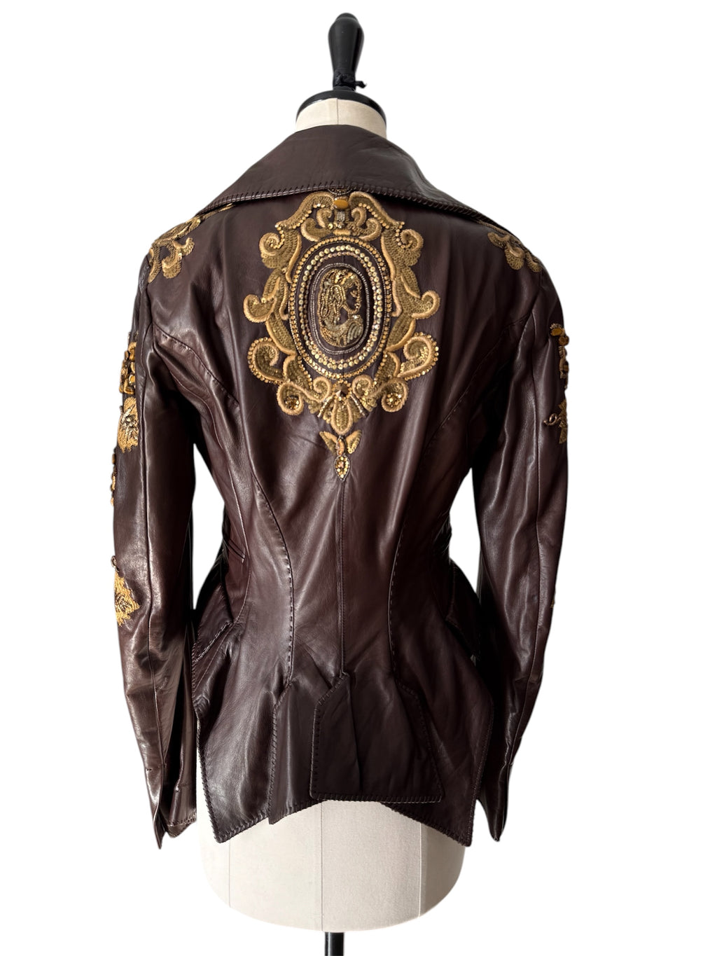 Roberto Cavalli Runway FW 2004 brown leather embellished jacket