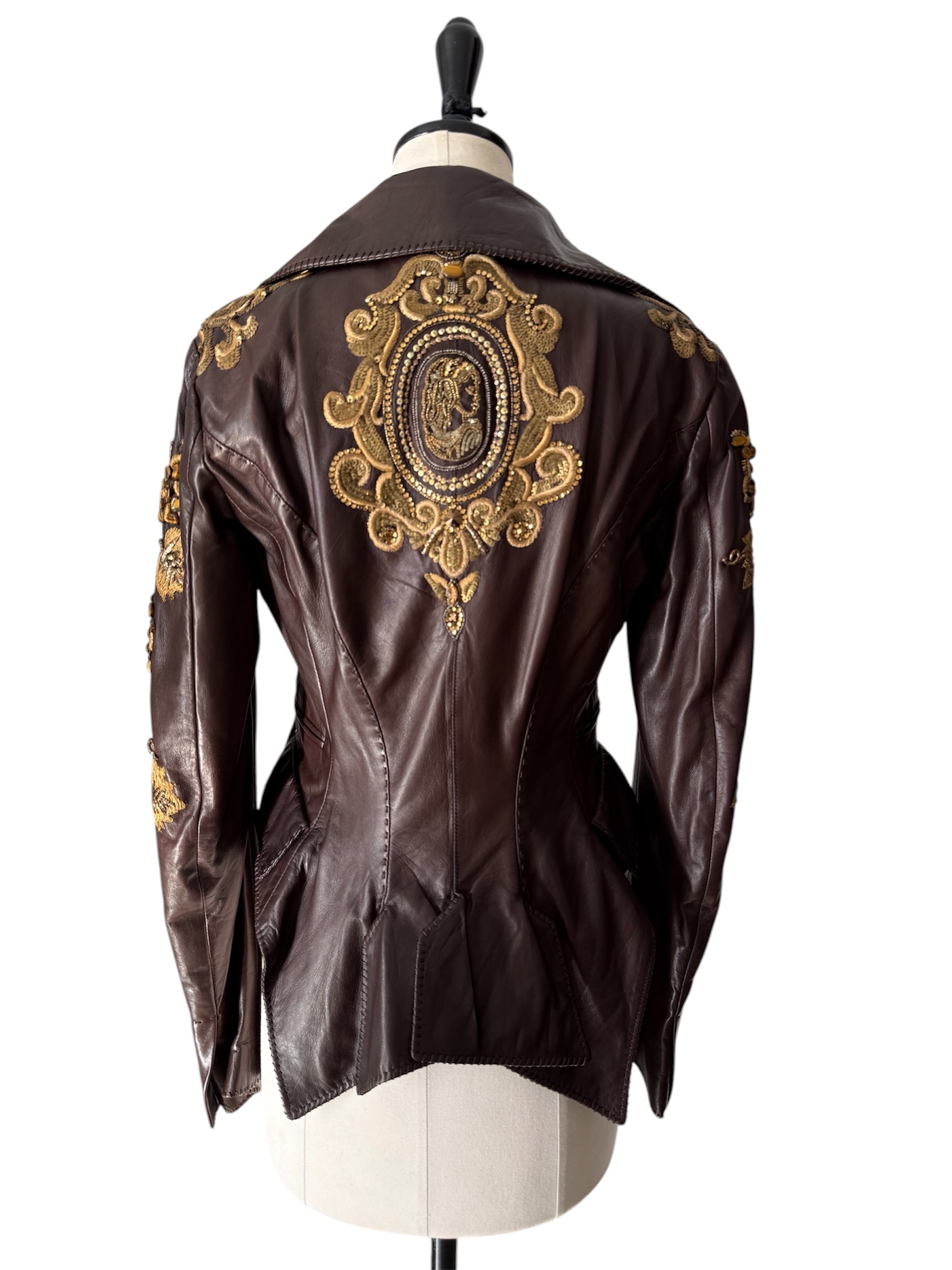 Roberto Cavalli Runway FW 2004 brown leather embellished jacket