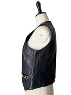 Rare authentic Céline leather navy vest 1970 1980 circa