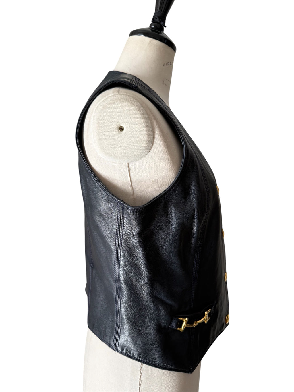 Rare authentic Céline leather navy vest 1970 1980 circa