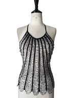 Gianfranco Ferré Studio backless top beads stones 90s