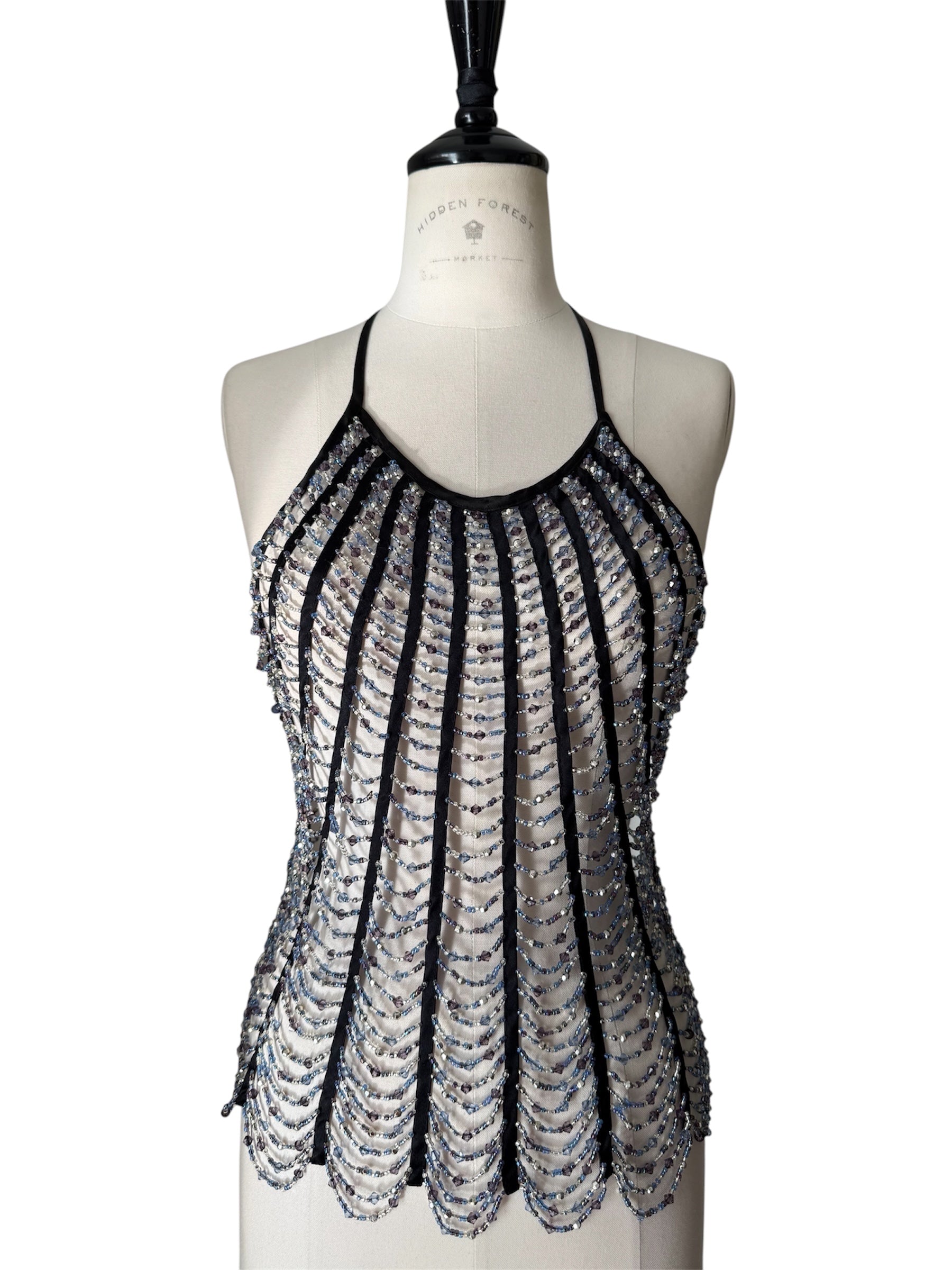 Gianfranco Ferré Studio backless top beads stones 90s