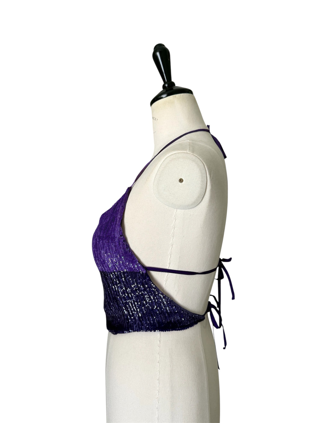 Gianfranco Ferrè purple sequin bare back top 90s