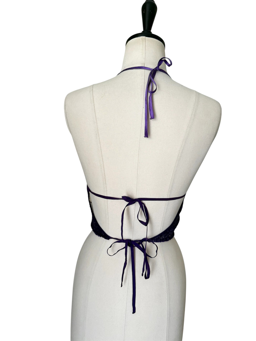 Gianfranco Ferrè purple sequin bare back top 90s