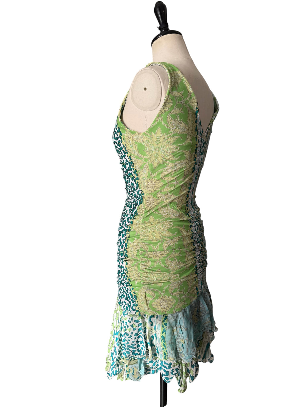 Roberto Cavalli SS 2006 green multicolor mini dress