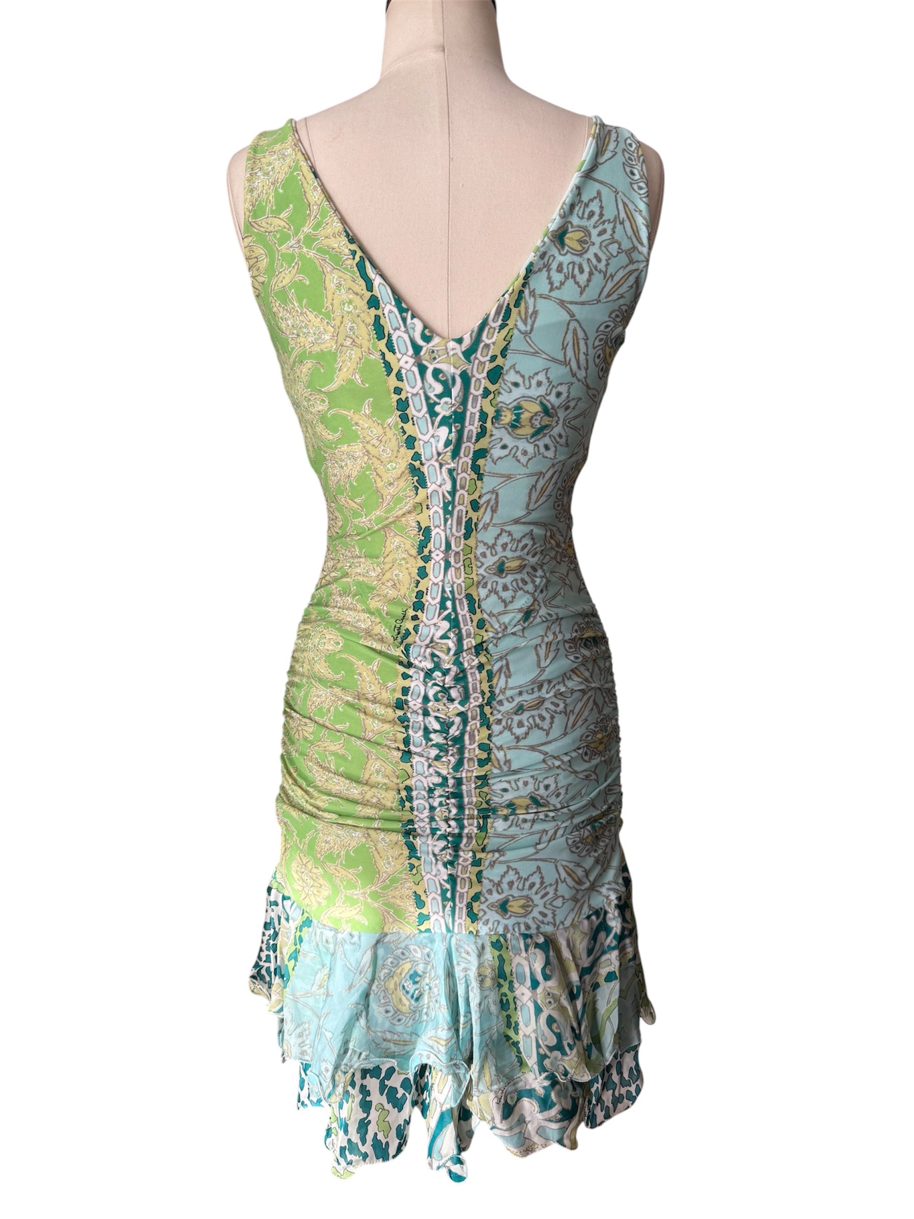 Roberto Cavalli SS 2006 green multicolor mini dress
