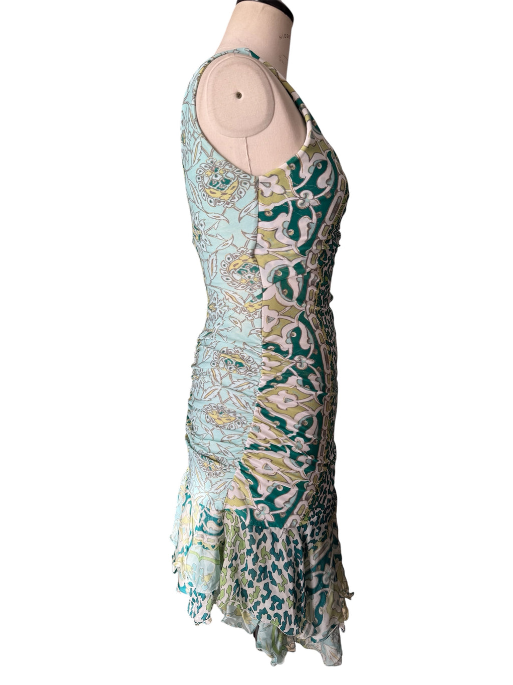 Roberto Cavalli SS 2006 green multicolor mini dress