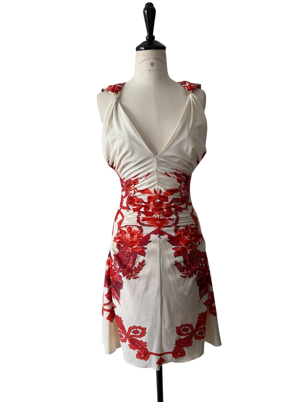 Roberto Cavalli SS 2007 floral mini dress gold logo