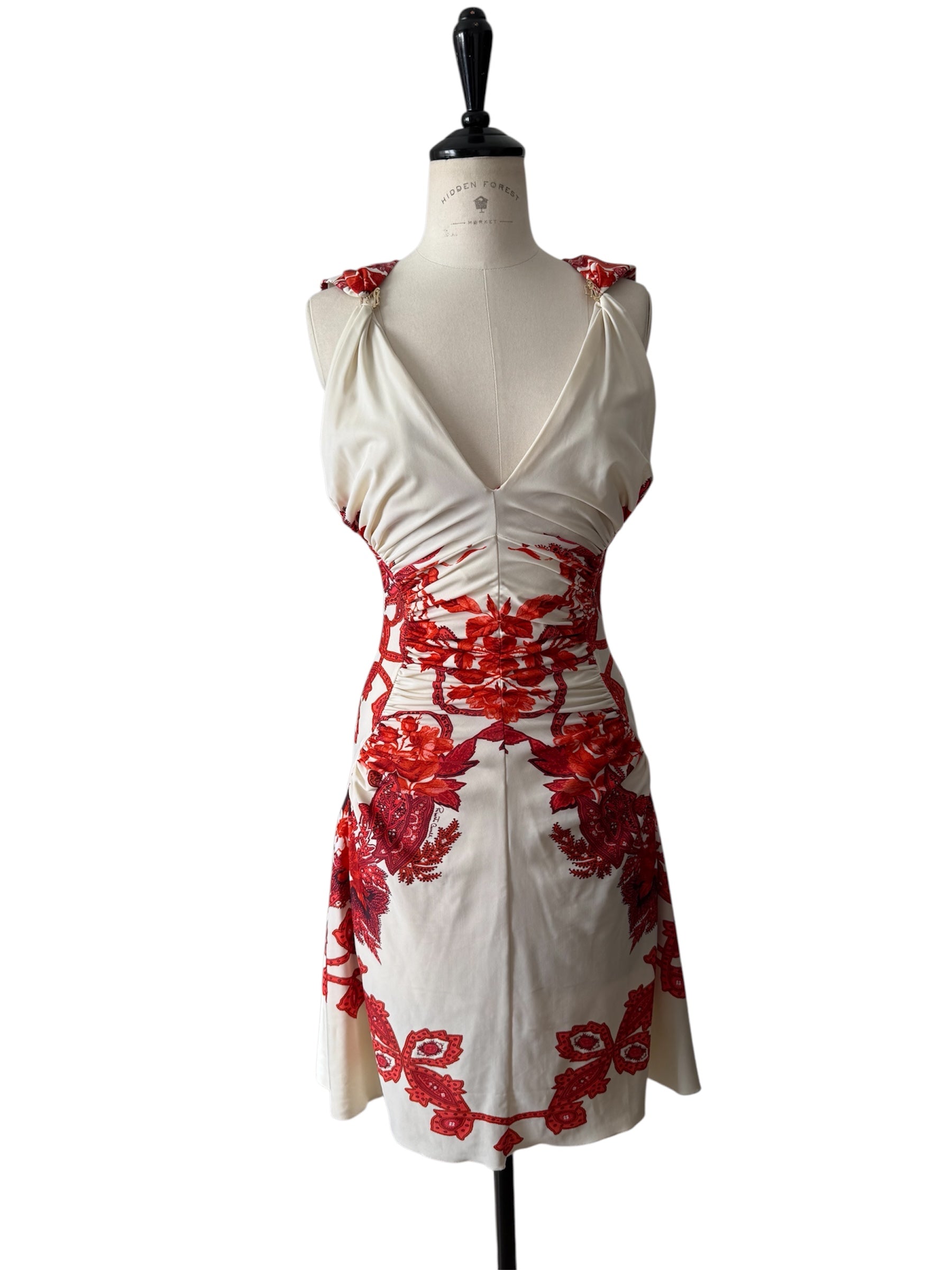 Roberto Cavalli SS 2007 floral mini dress gold logo