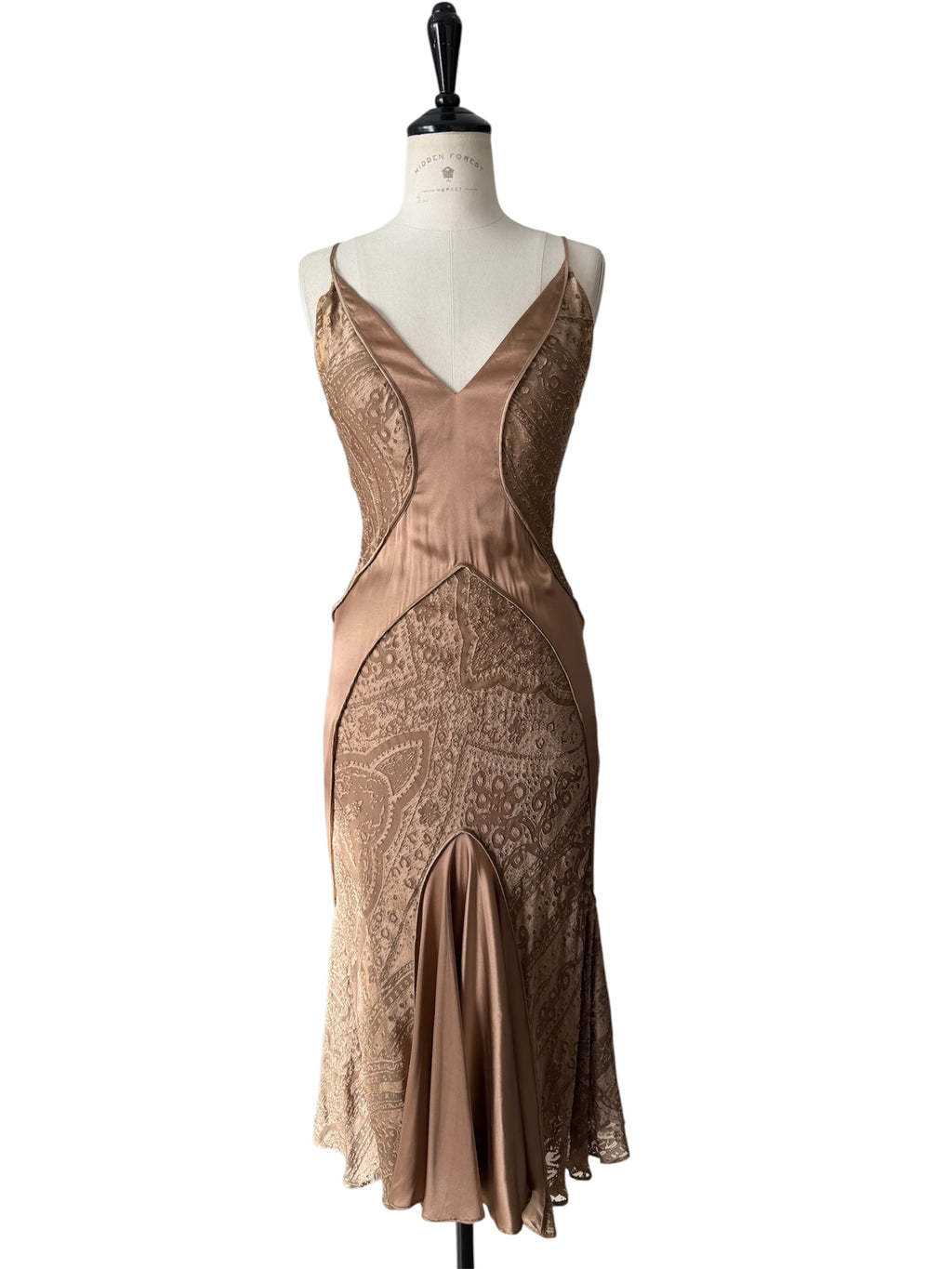 Roberto Cavalli FW 2004 midi bronze gold details