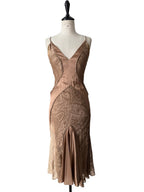 Roberto Cavalli FW 2004 midi bronze gold details