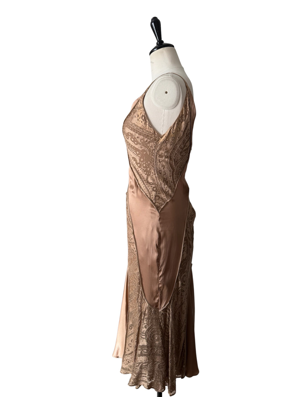 Roberto Cavalli FW 2004 midi bronze gold details