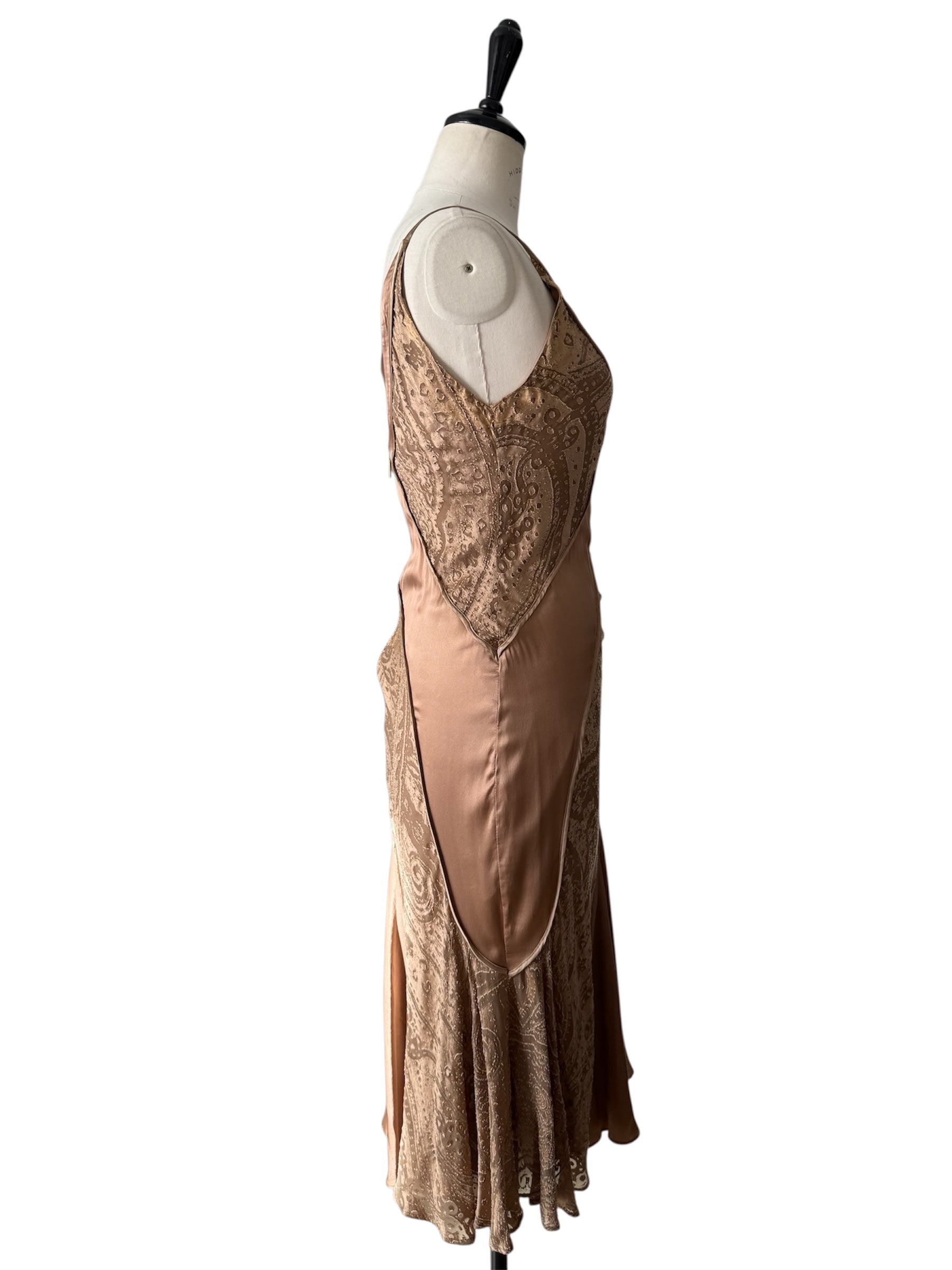 Roberto Cavalli FW 2004 midi bronze gold details