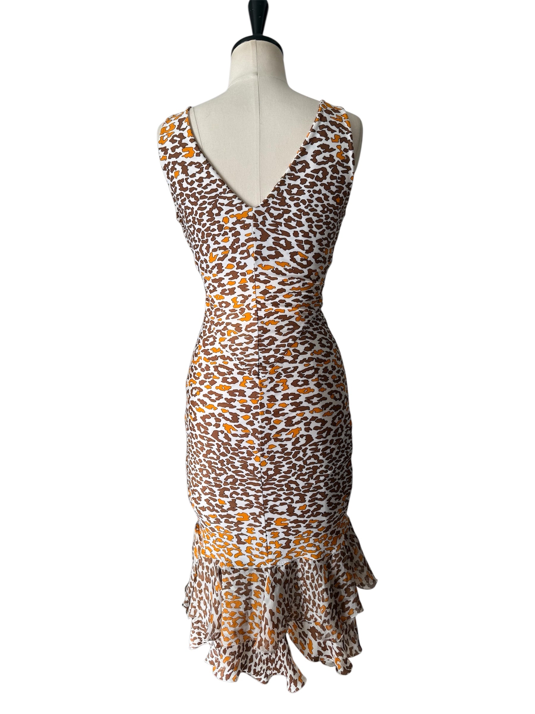 Roberto Cavalli SS 2006 orange brown mini ruffle dress