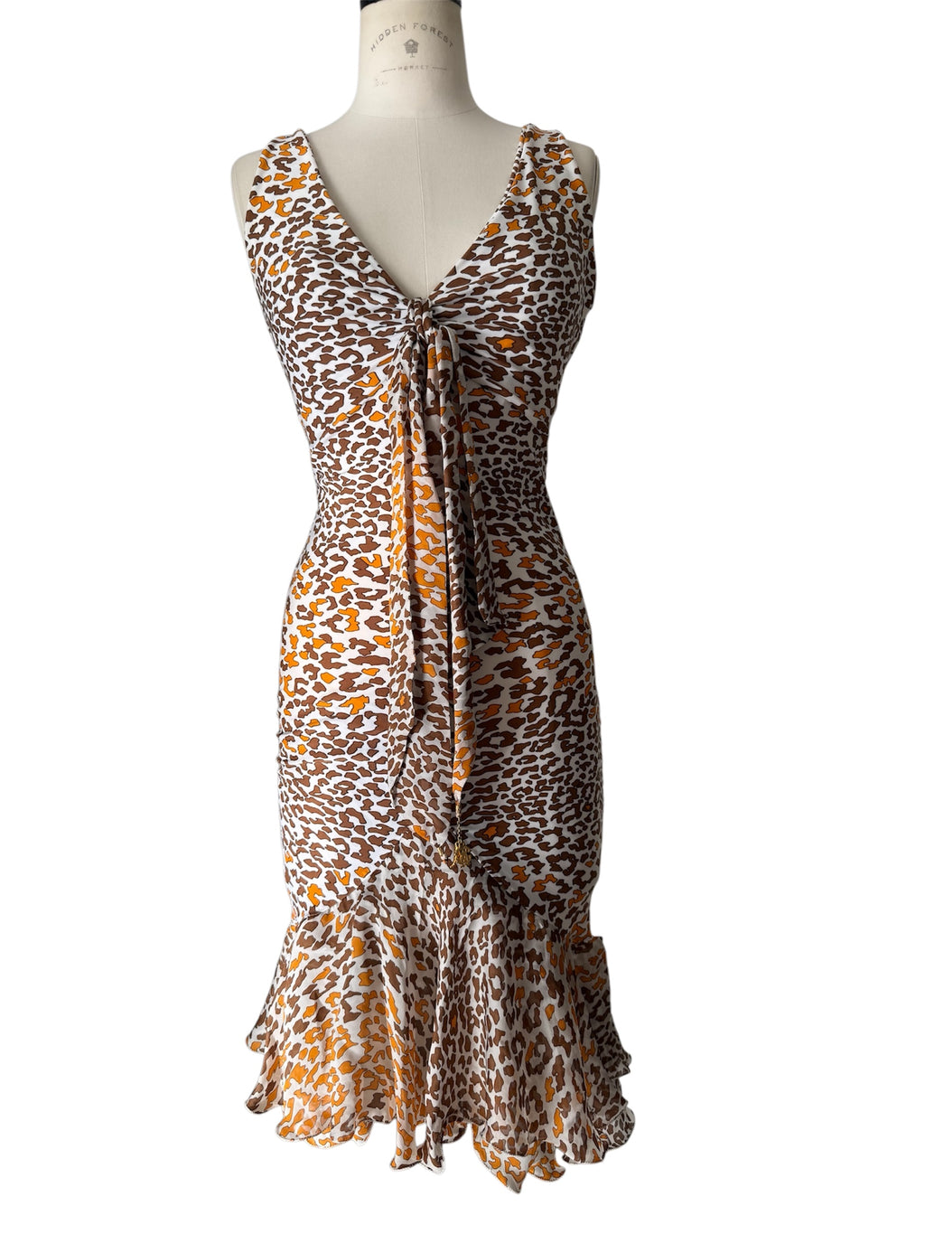 Roberto Cavalli SS 2006 orange brown mini ruffle dress