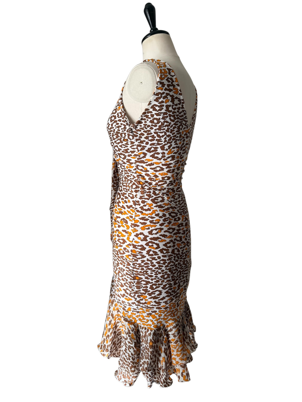 Roberto Cavalli SS 2006 orange brown mini ruffle dress