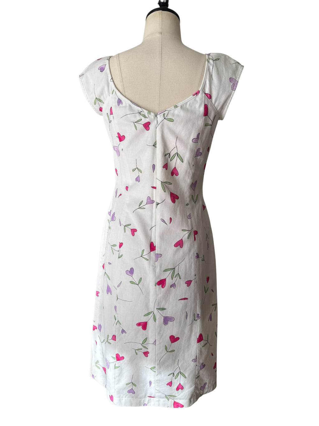 Moschino white dress floral hearts vintage