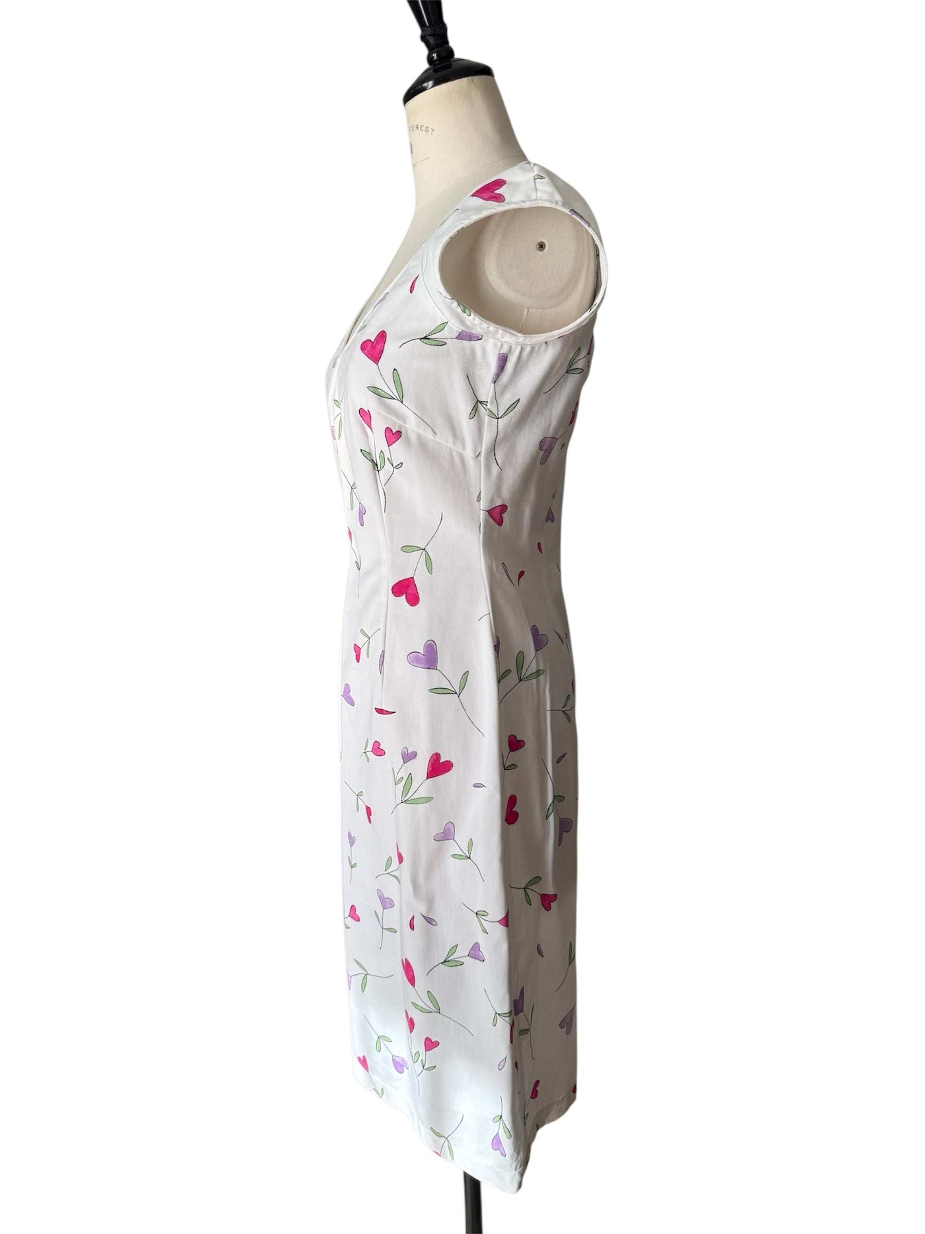 Moschino white dress floral hearts vintage