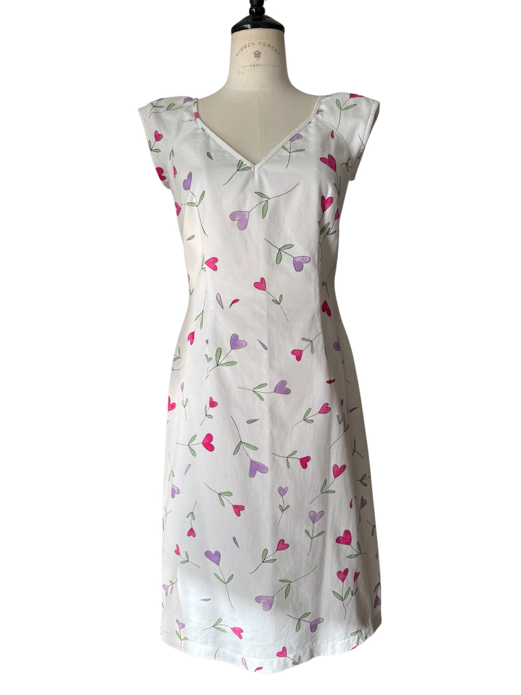 Moschino white dress floral hearts vintage