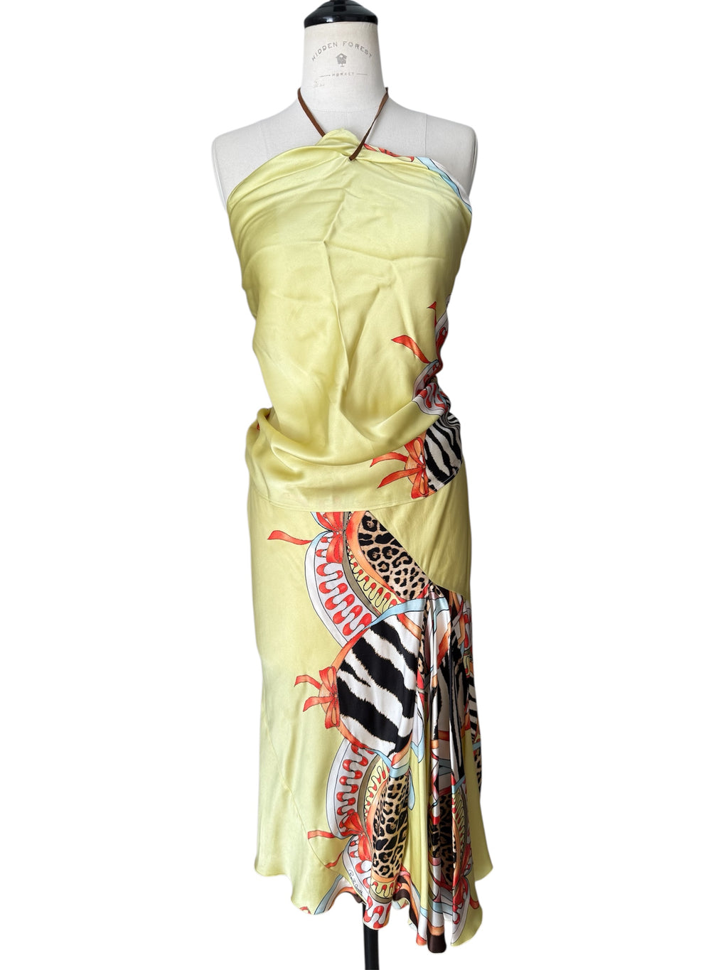 Rare Roberto Cavalli SS 2004 silk yellow zebra pattern set