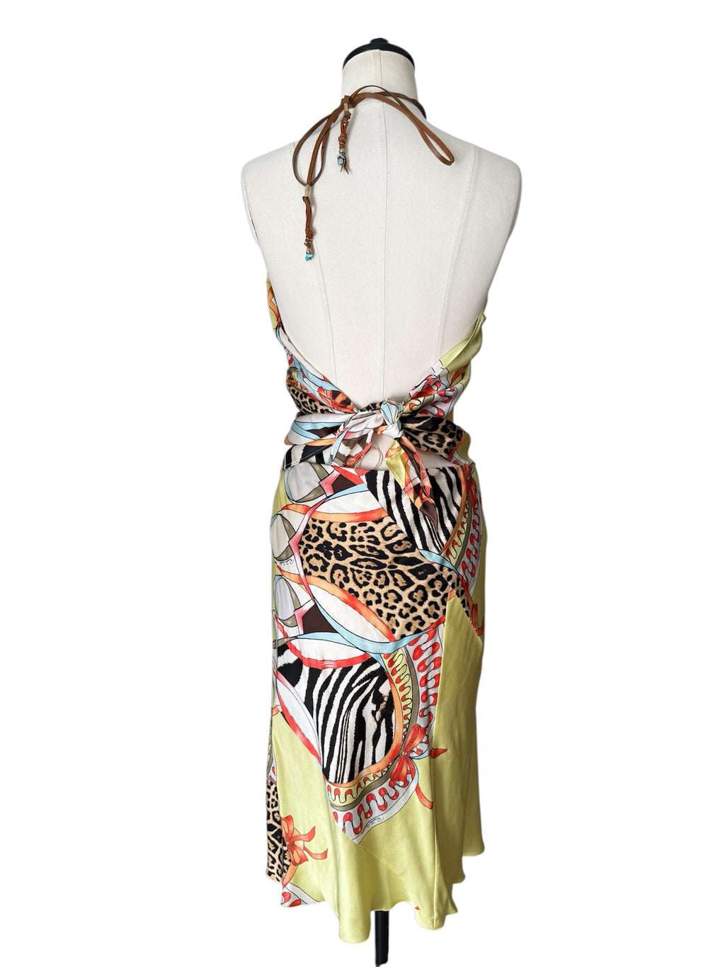 Rare Roberto Cavalli SS 2004 silk yellow zebra pattern set