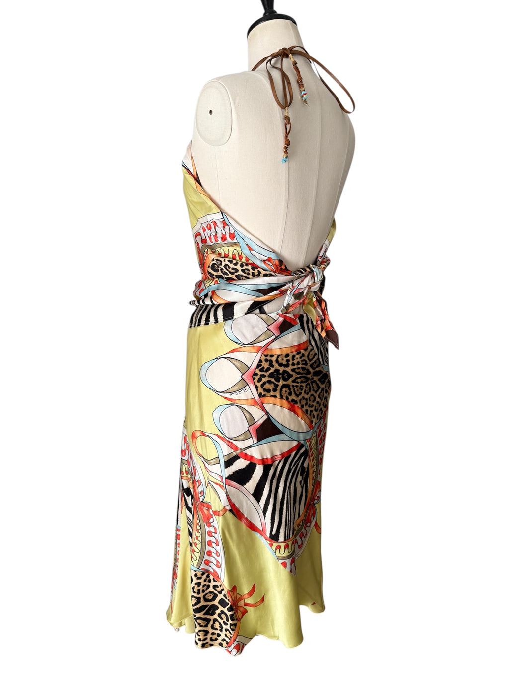 Rare Roberto Cavalli SS 2004 silk yellow zebra pattern set