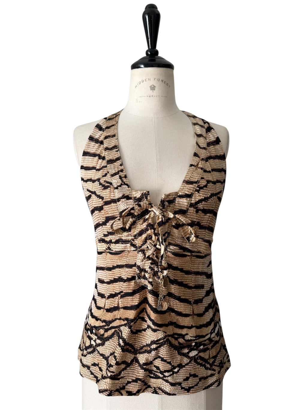 Roberto Cavalli SS 2005 Runway print top coins