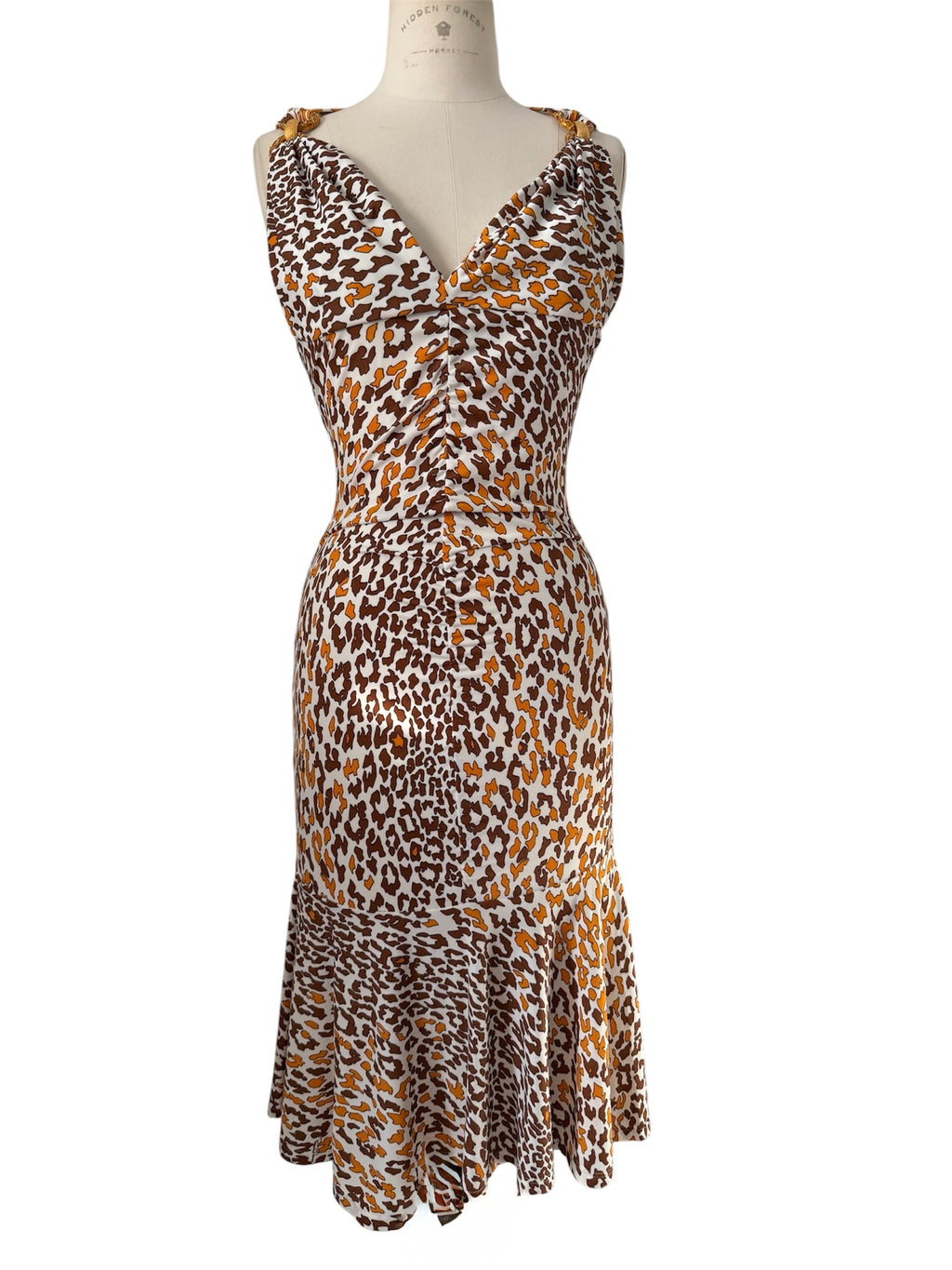 Roberto Cavalli SS 2006 orange brown mini dress