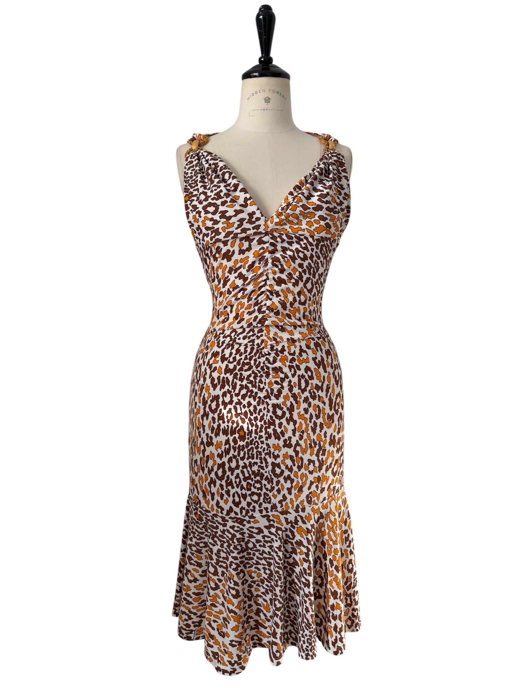 Roberto Cavalli SS 2006 orange brown mini dress