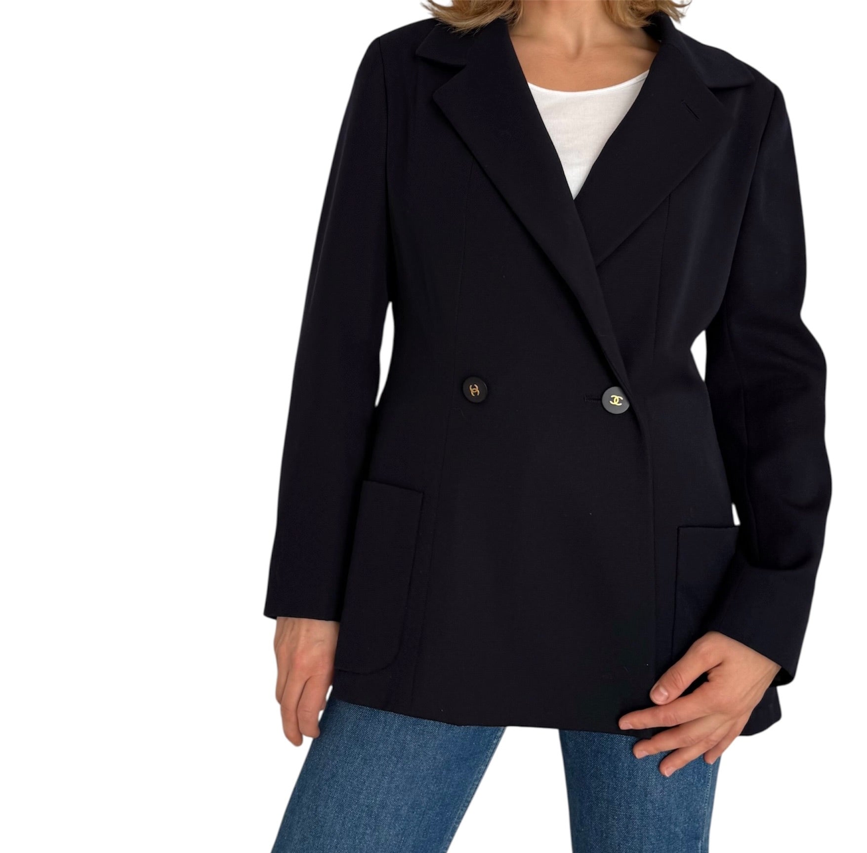 Chanel dark blue jacket blazer vintage 90s