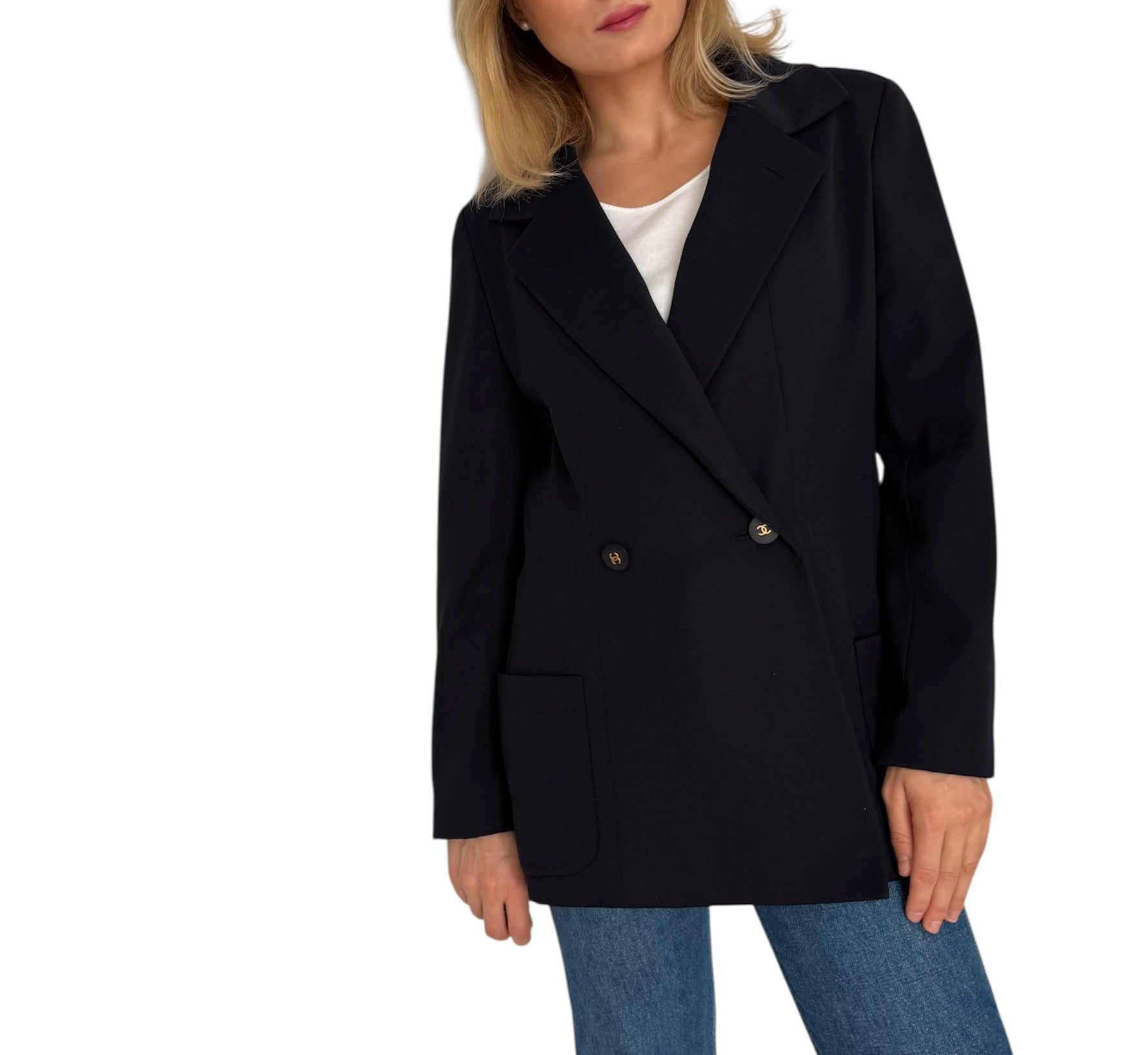 Chanel dark blue jacket blazer vintage 90s