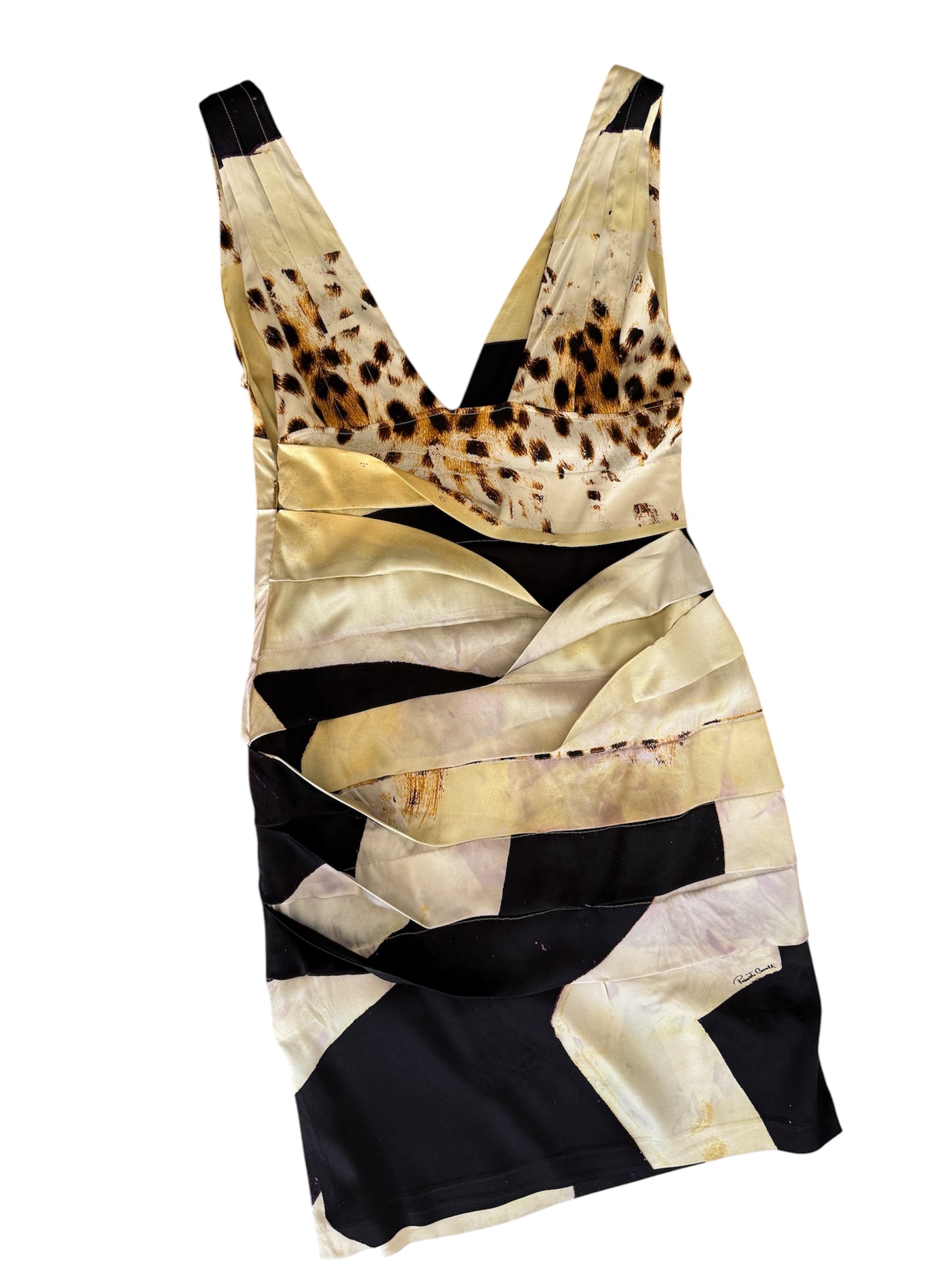 Roberto Cavalli SS 2007 silk mini multicolor dress