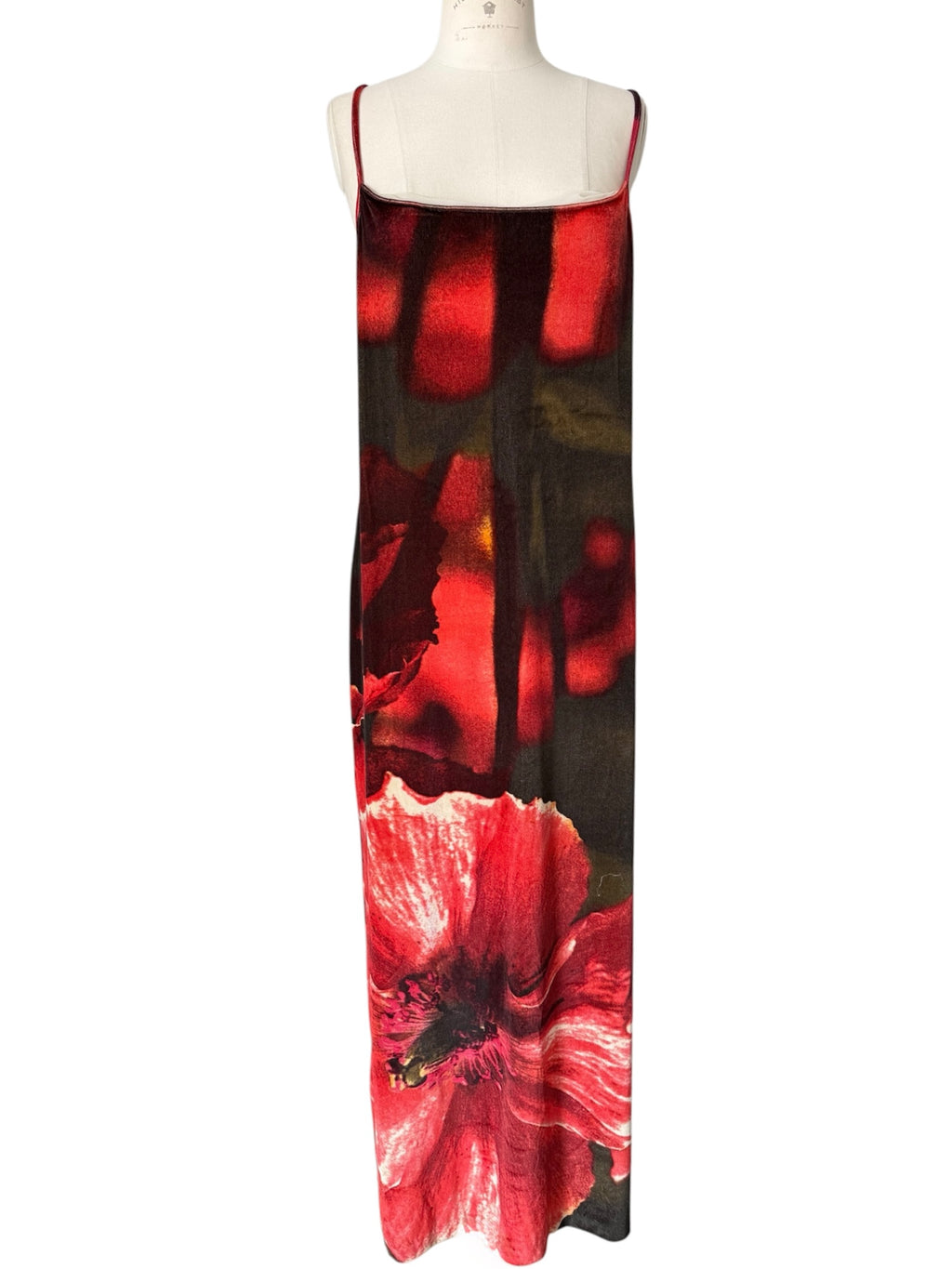 Roberto Cavalli FW 1999 long dress floral print velvet