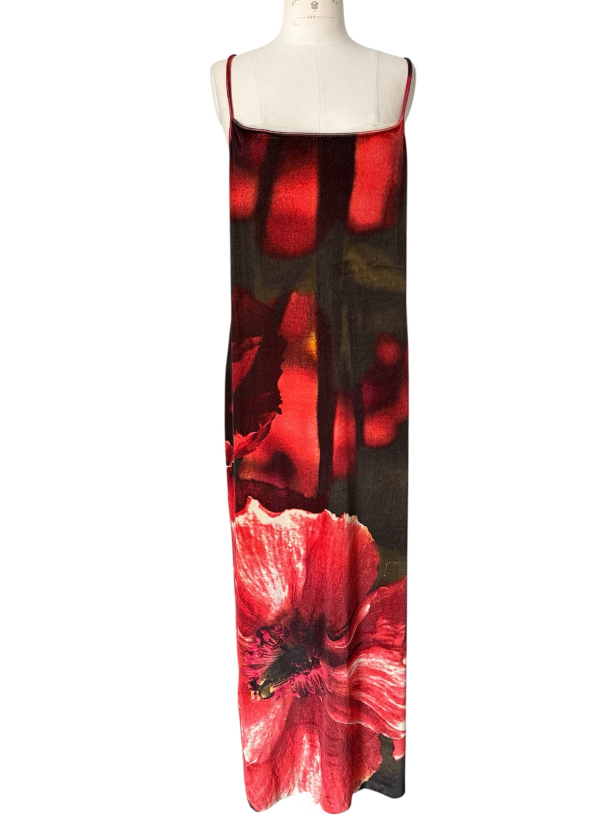 Roberto Cavalli FW 1999 long dress floral print velvet