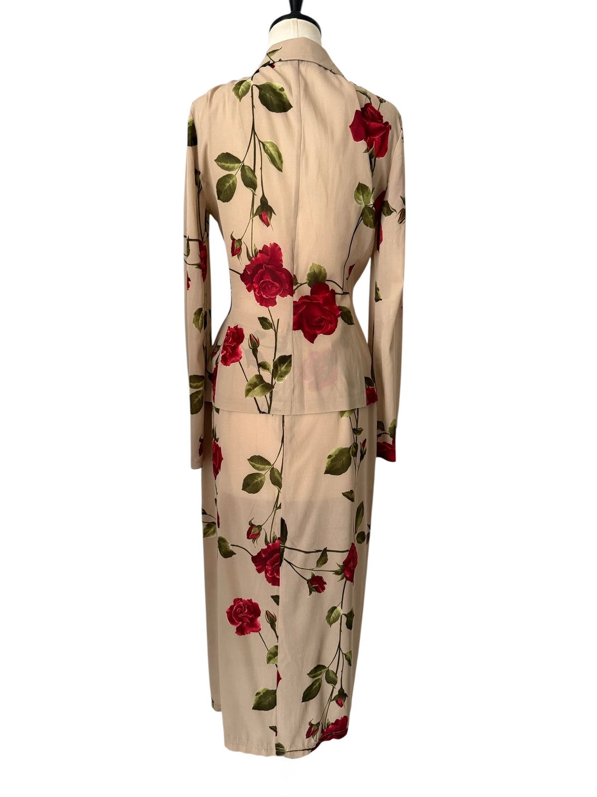 Dolce & Gabbana SS 1997 beige silk rose print set