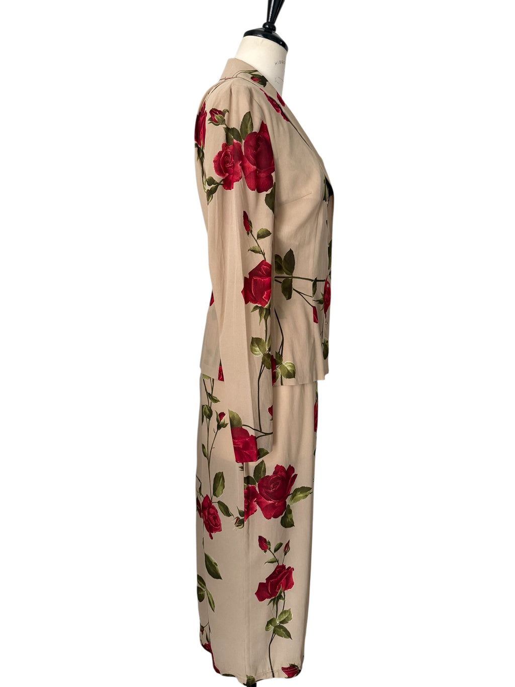 Dolce & Gabbana SS 1997 beige silk rose print set