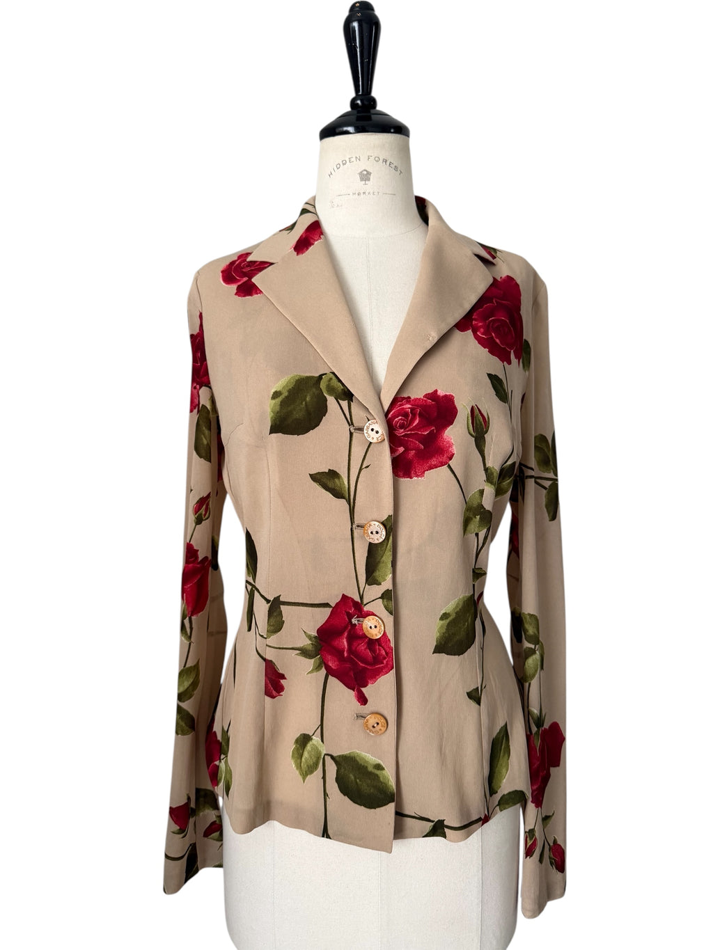 Dolce & Gabbana SS 1997 beige silk rose print set