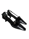 Prada black leather pumps t-strap 90s