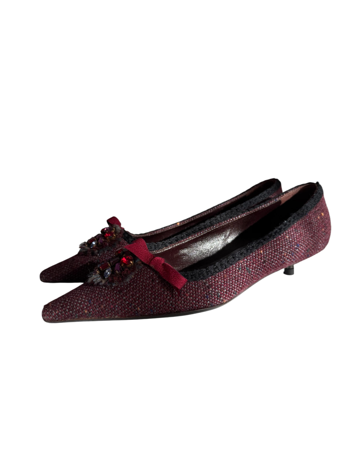 Prada burgundy embellished tweed 2000s