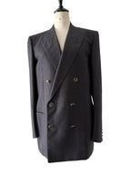 Yves Saint Laurent 90s wool blazer blue gray stripes
