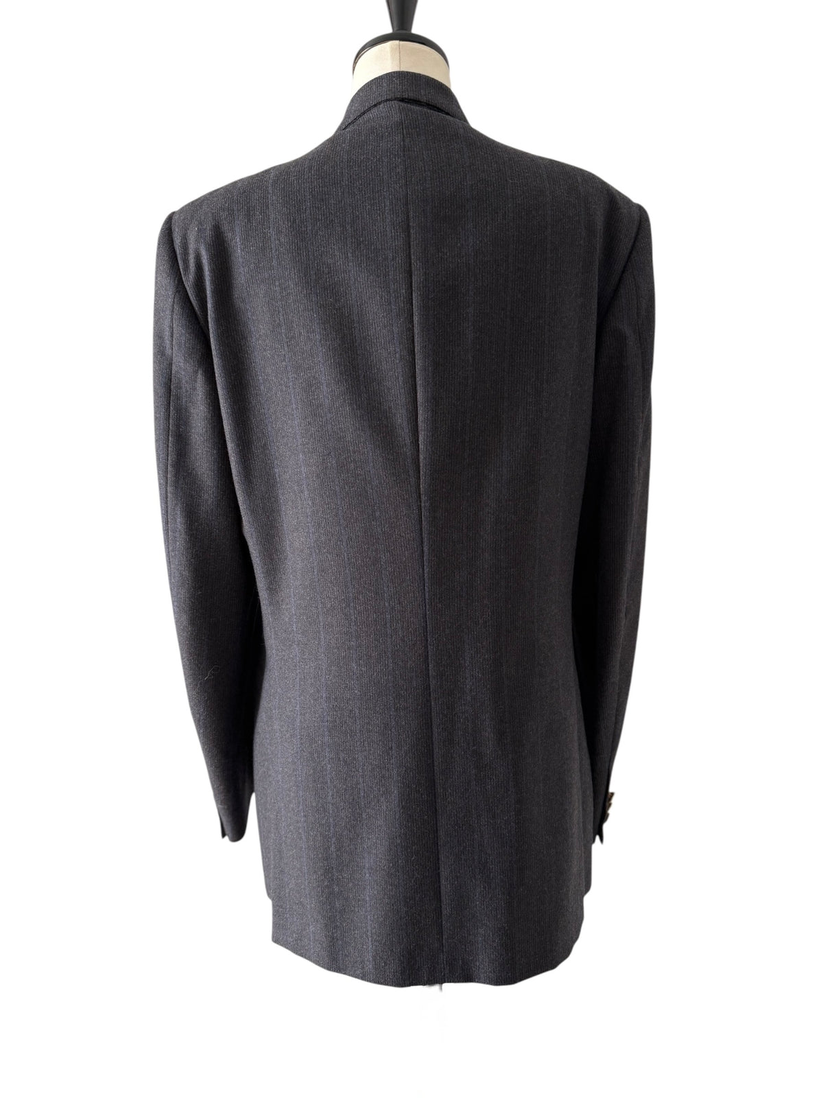 Yves Saint Laurent 90s wool blazer blue gray stripes