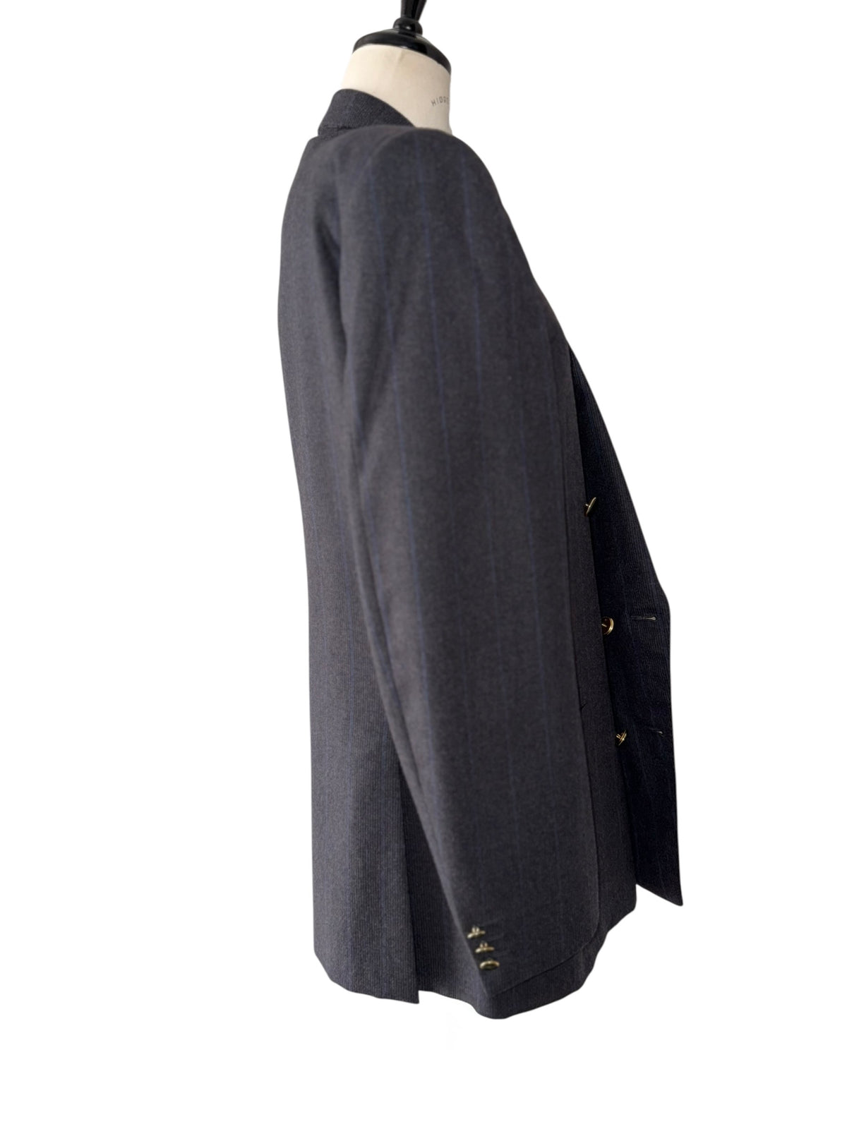 Yves Saint Laurent 90s wool blazer blue gray stripes