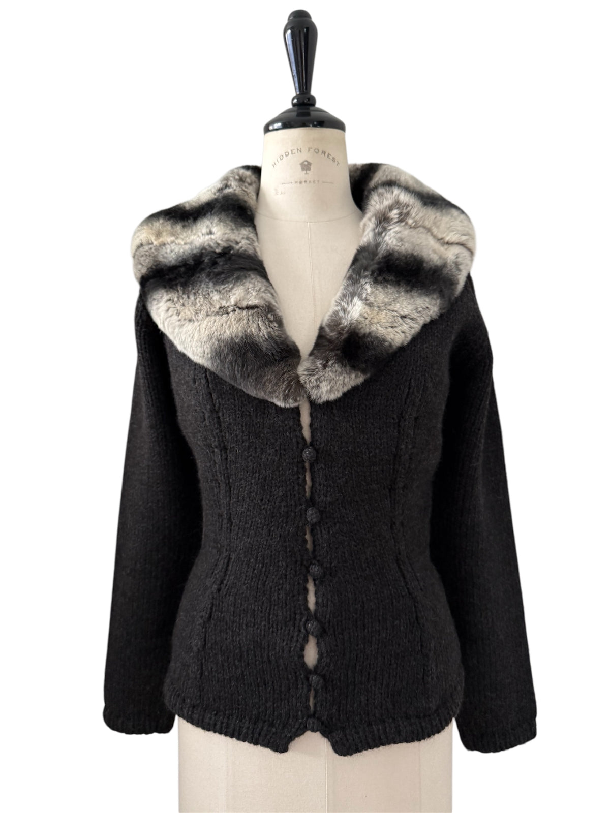 Blumarine FW 2003 cardigan wool fur collar
