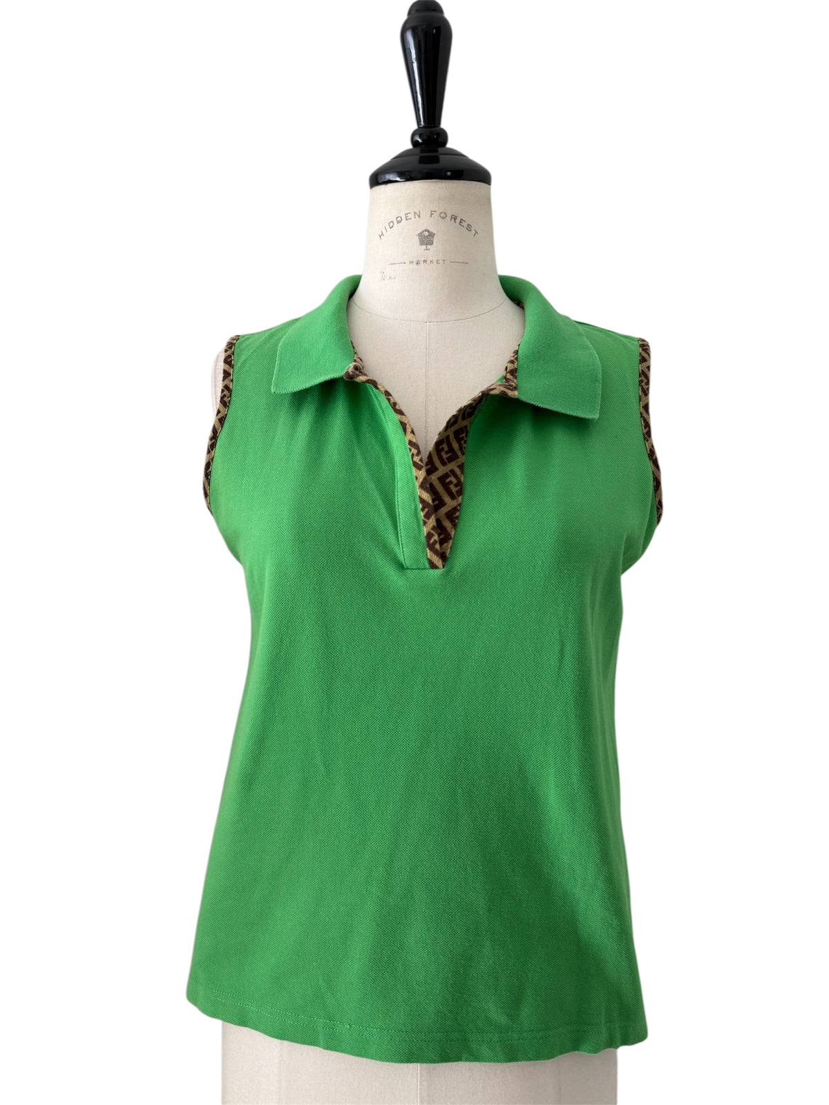 Fendi polo y2k green monogram border