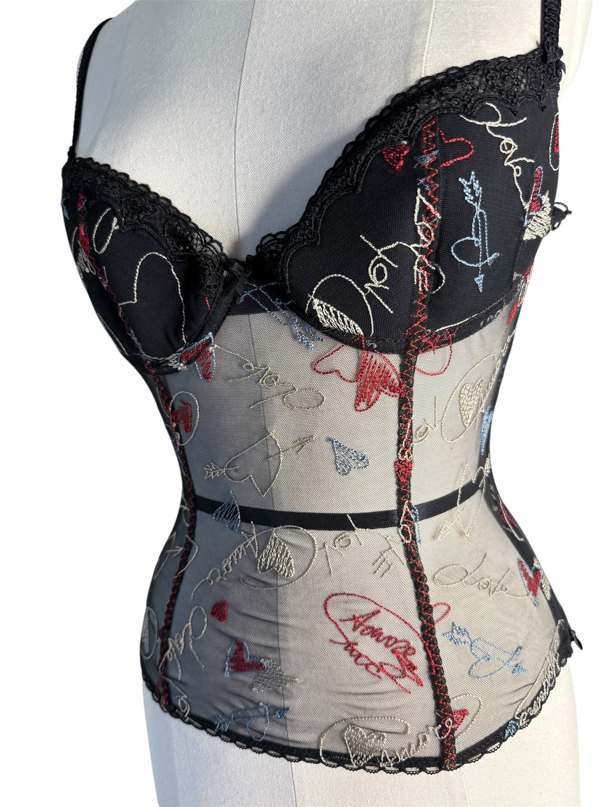 Moschino lingerie bust top embroidered