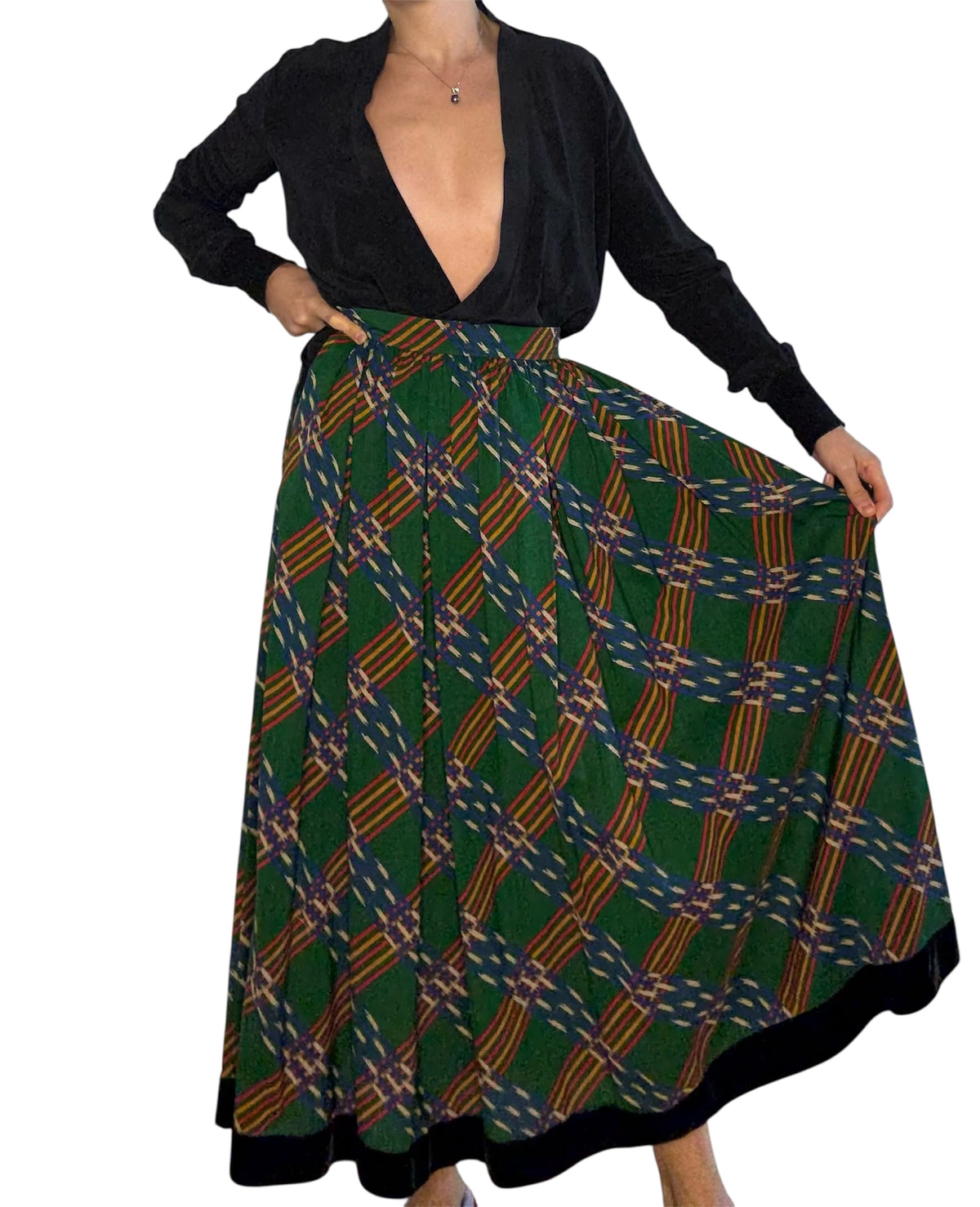 Saint Laurent 1970 1980 long wool skirt