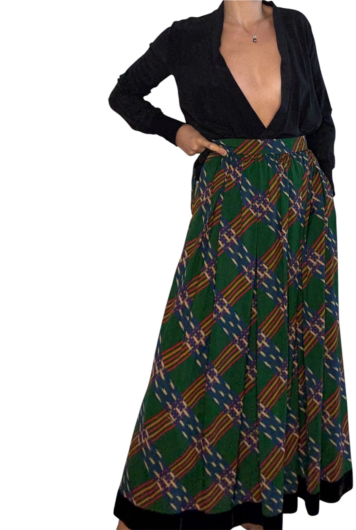 Saint Laurent 1970 1980 long wool skirt
