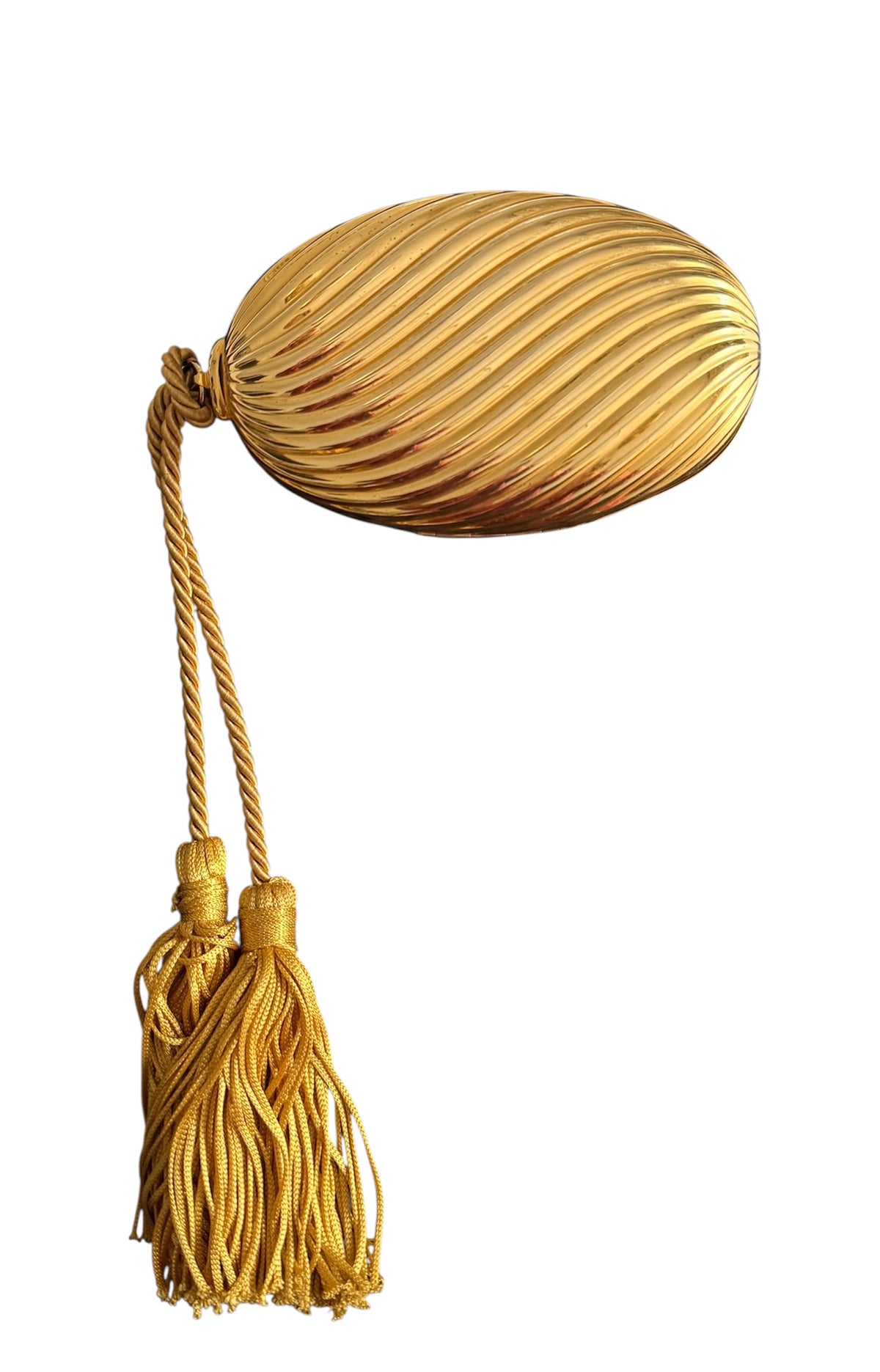 Gold egg metal clutch with tassel "Melone" from 70s